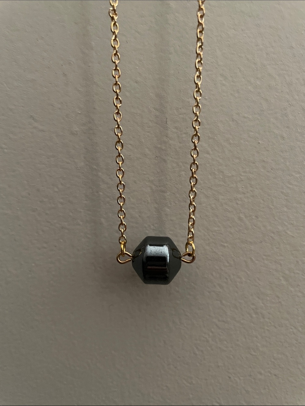 Hematite barrel shaped gemstone necklace
